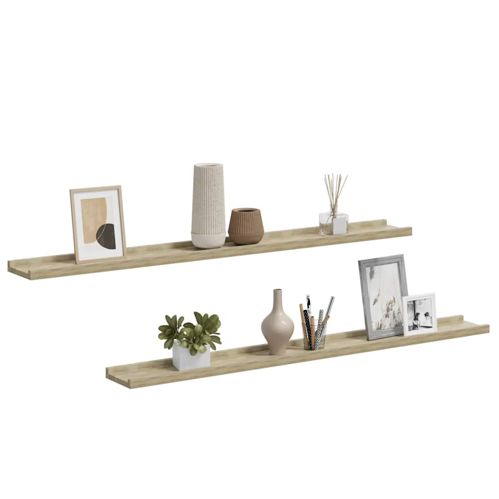 Wandschappen 2 st 100x9x3 cm sonoma eikenkleurig is nu te koop bij PeponiXL, paradijselijk wonen!