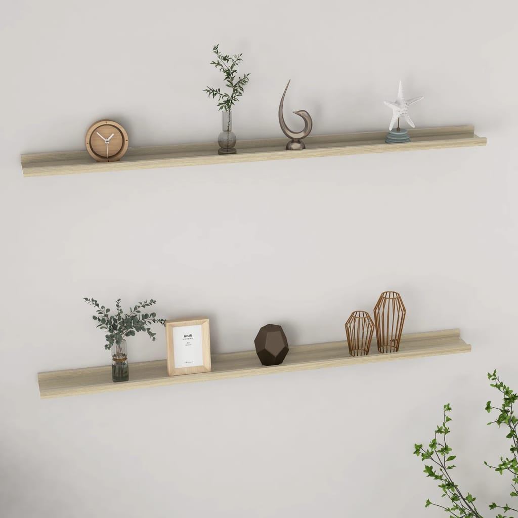 Wandschappen 2 st 115x9x3 cm sonoma eikenkleurig is nu te koop bij PeponiXL, paradijselijk wonen!