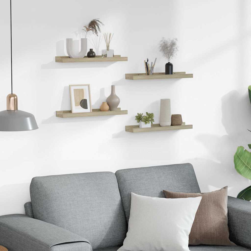 Wandschappen 4 st 40x9x3 cm sonoma eikenkleurig is nu te koop bij PeponiXL, paradijselijk wonen!