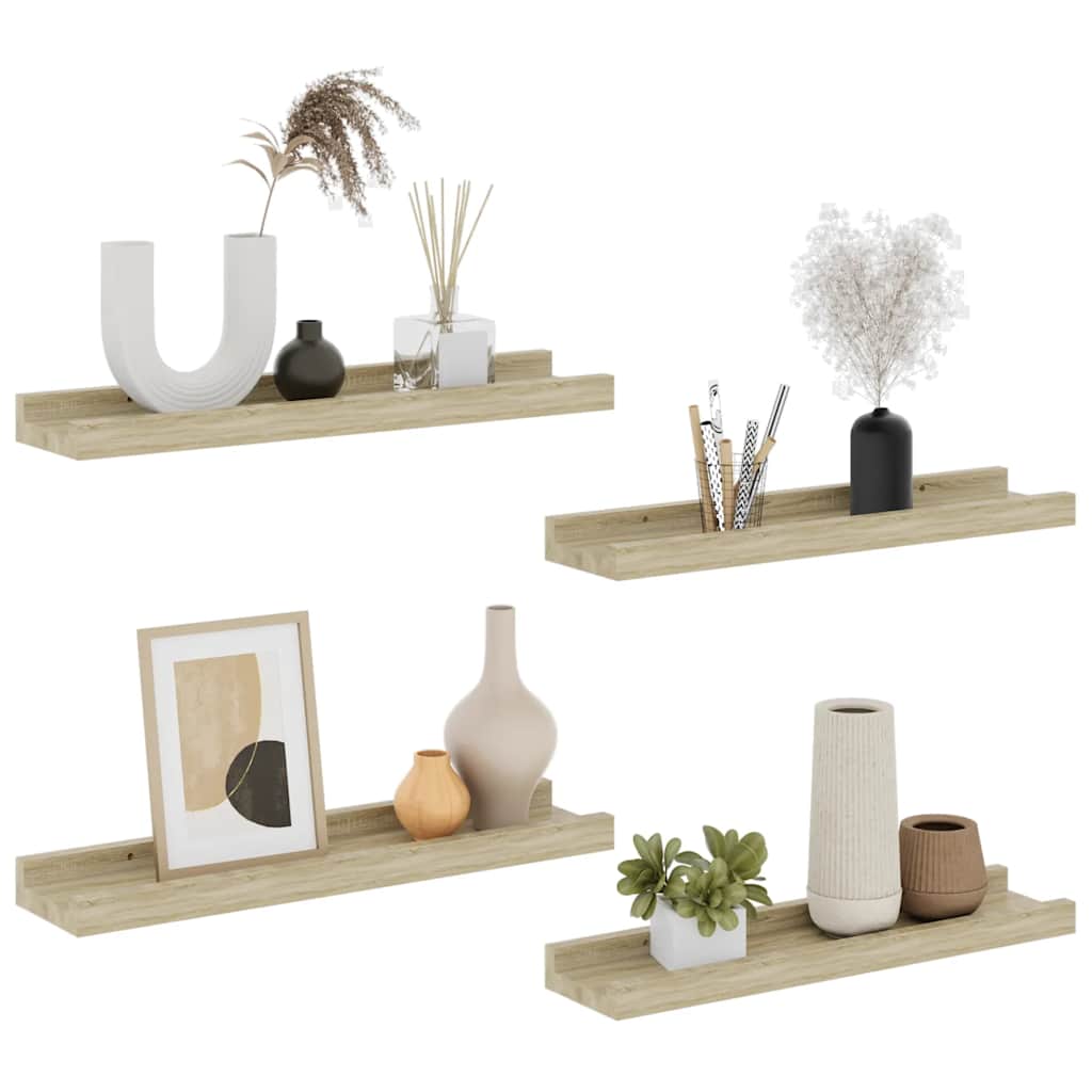 Wandschappen 4 st 40x9x3 cm sonoma eikenkleurig is nu te koop bij PeponiXL, paradijselijk wonen!