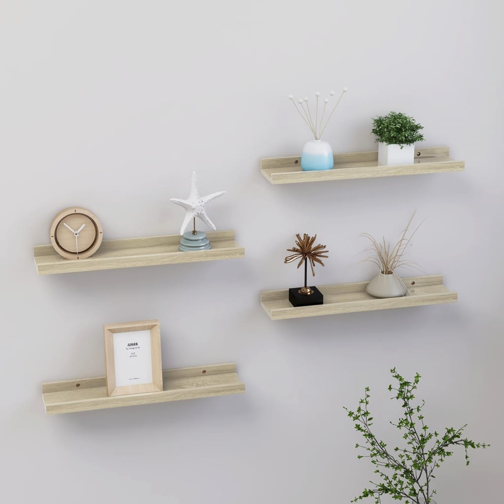 Wandschappen 4 st 40x9x3 cm sonoma eikenkleurig is nu te koop bij PeponiXL, paradijselijk wonen!