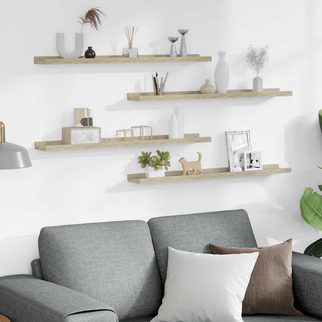 Wandschappen 4 st 80x9x3 cm sonoma eikenkleurig is nu te koop bij PeponiXL, paradijselijk wonen!