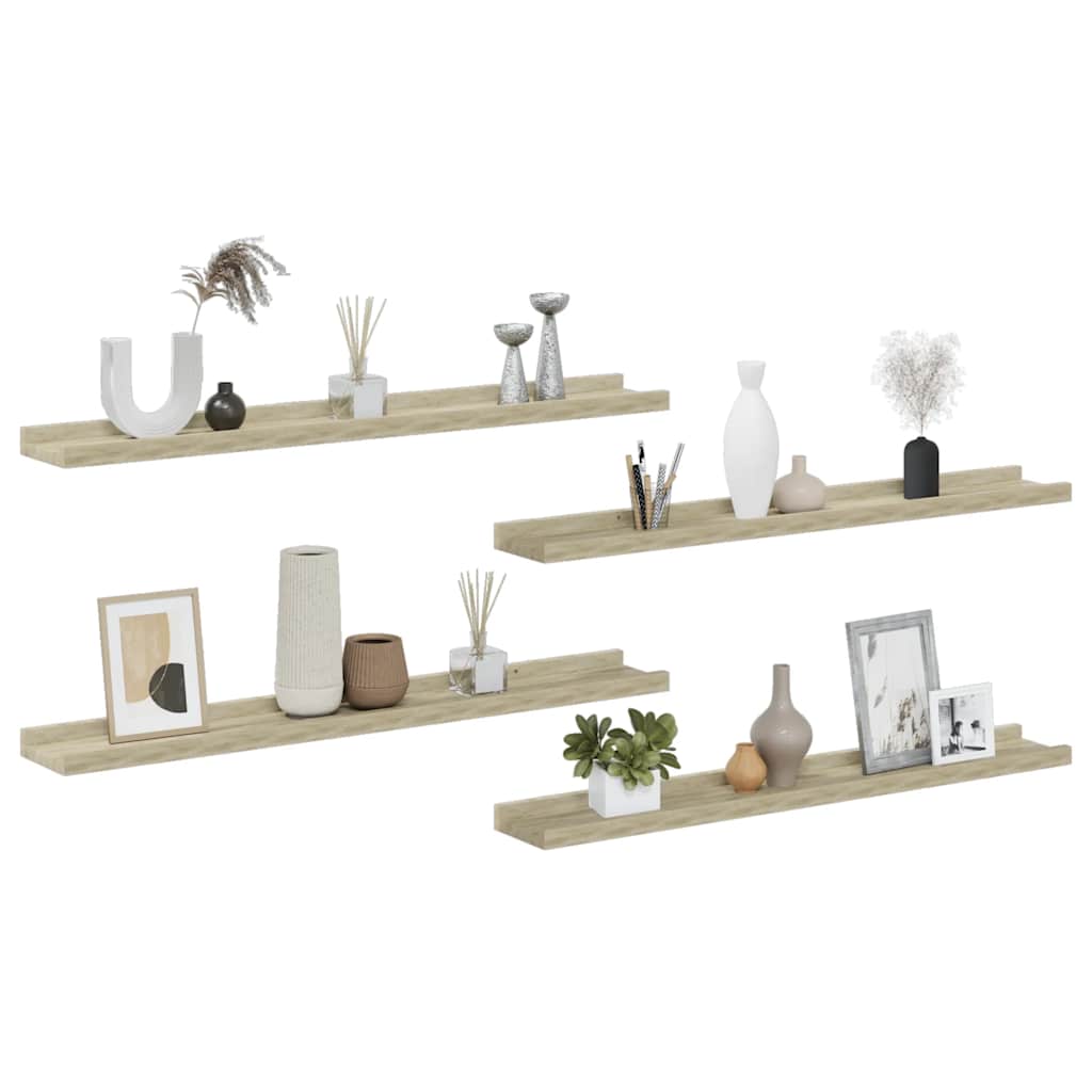 Wandschappen 4 st 80x9x3 cm sonoma eikenkleurig is nu te koop bij PeponiXL, paradijselijk wonen!