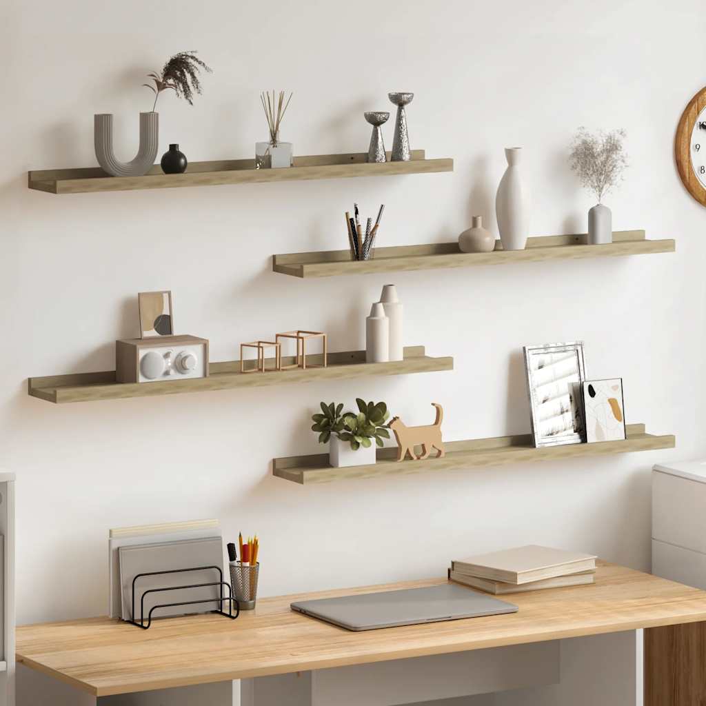 Wandschappen 4 st 80x9x3 cm sonoma eikenkleurig is nu te koop bij PeponiXL, paradijselijk wonen!