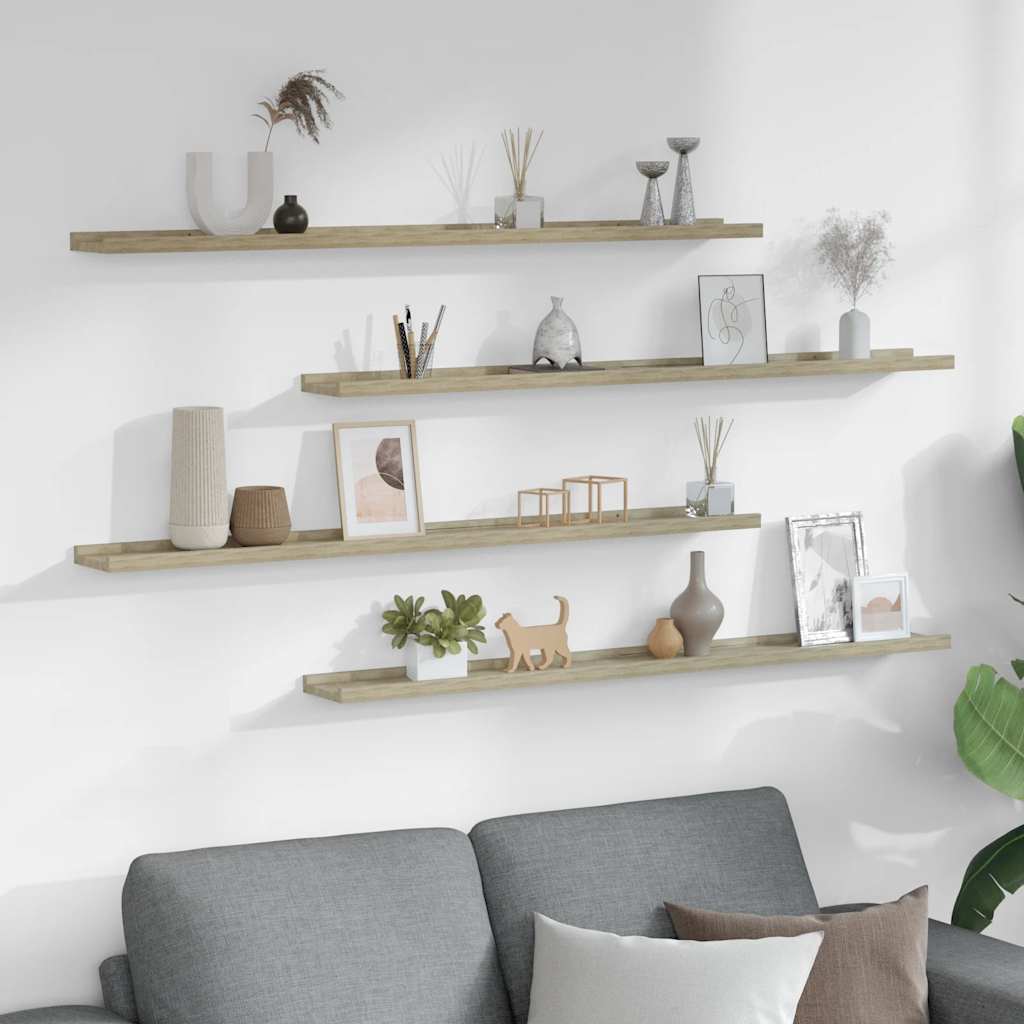 Wandschappen 4 st 100x9x3 cm sonoma eikenkleurig is nu te koop bij PeponiXL, paradijselijk wonen!