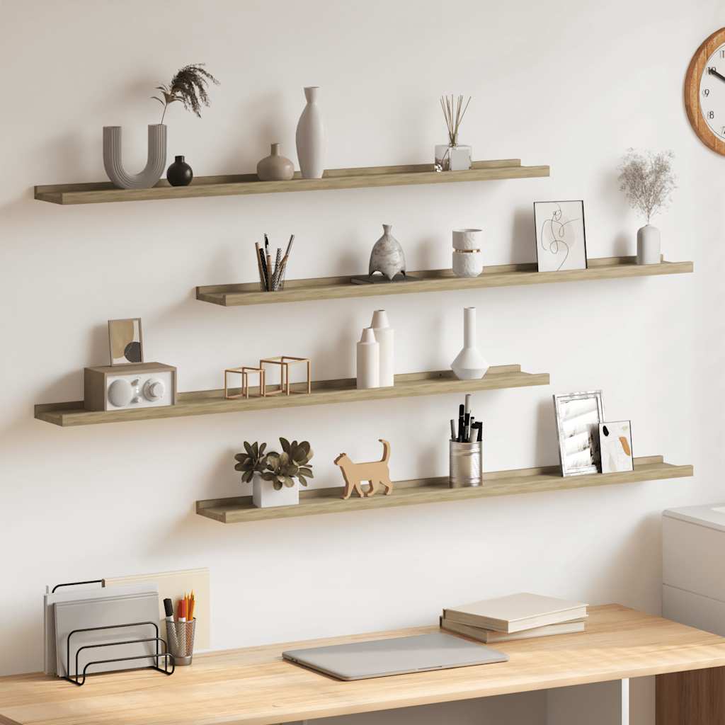 Wandschappen 4 st 100x9x3 cm sonoma eikenkleurig is nu te koop bij PeponiXL, paradijselijk wonen!