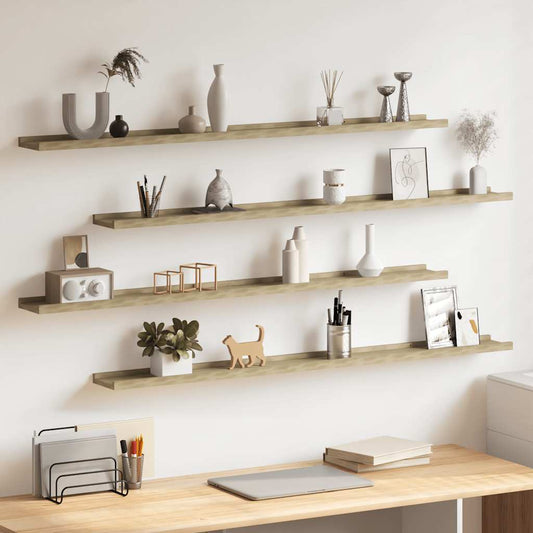 Wandschappen 4 st 115x9x3 cm sonoma eikenkleurig is nu te koop bij PeponiXL, paradijselijk wonen!