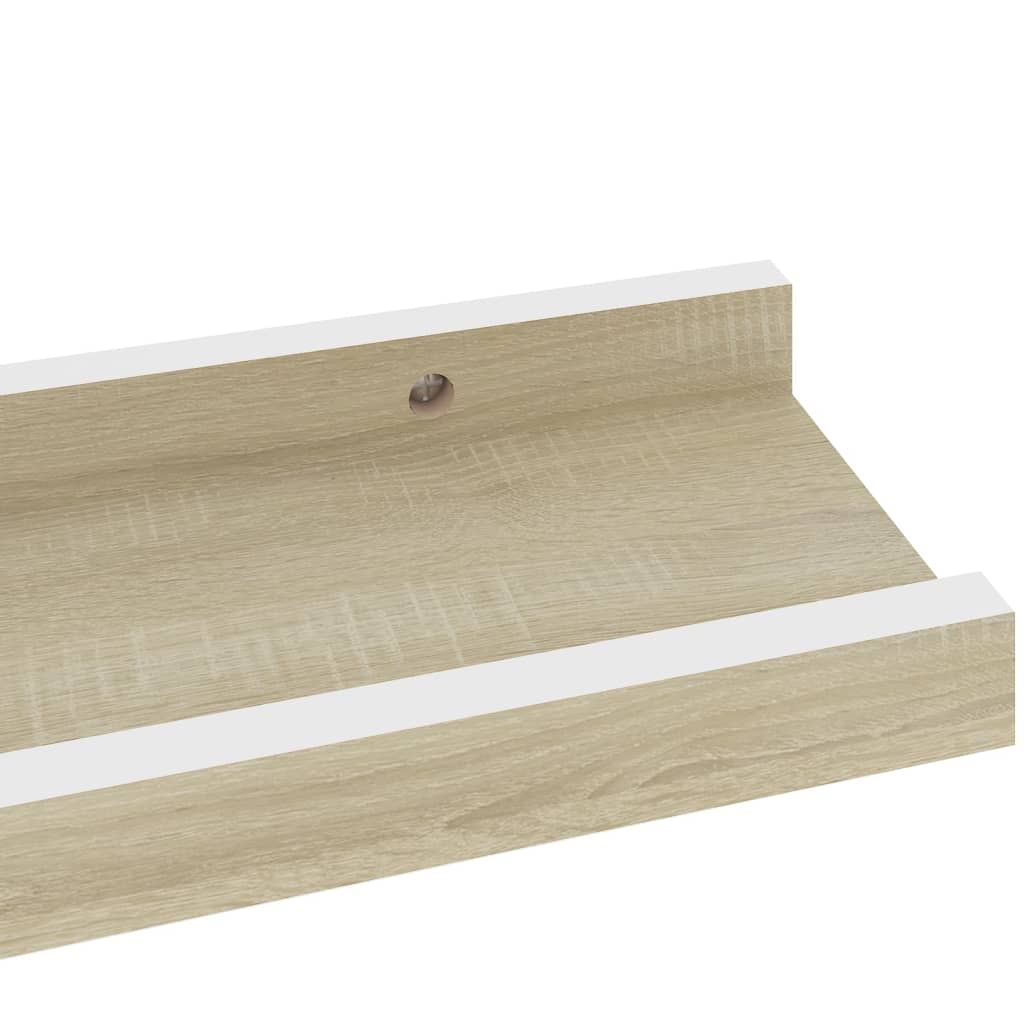 Wandschappen 2 st 40x9x3 cm wit sonoma eikenkleurig is nu te koop bij PeponiXL, paradijselijk wonen!