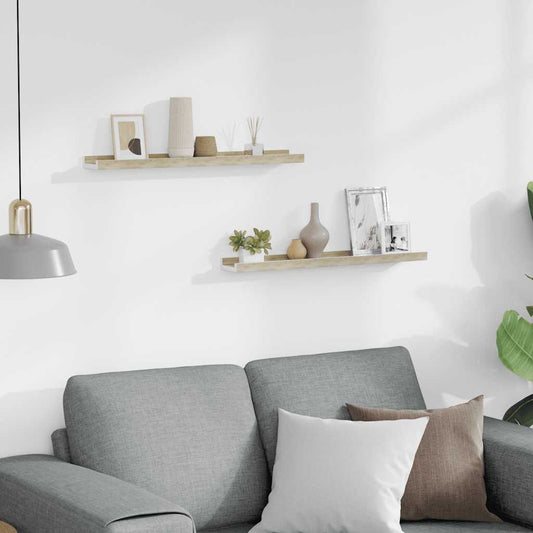 Wandschappen 2 st 60x9x3 cm wit en sonoma eikenkleurig is nu te koop bij PeponiXL, paradijselijk wonen!