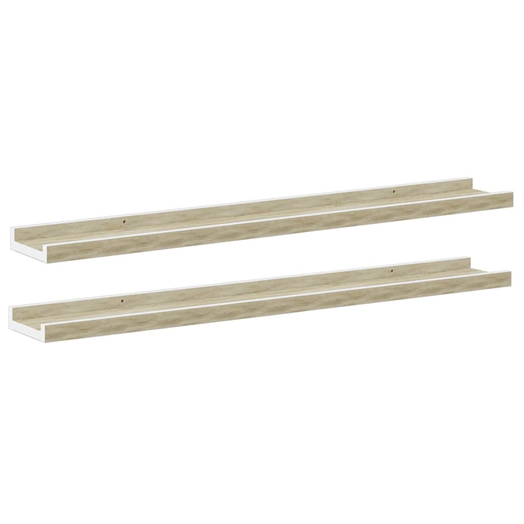 Wandschappen 2 st 80x9x3 cm wit en sonoma eikenkleurig is nu te koop bij PeponiXL, paradijselijk wonen!