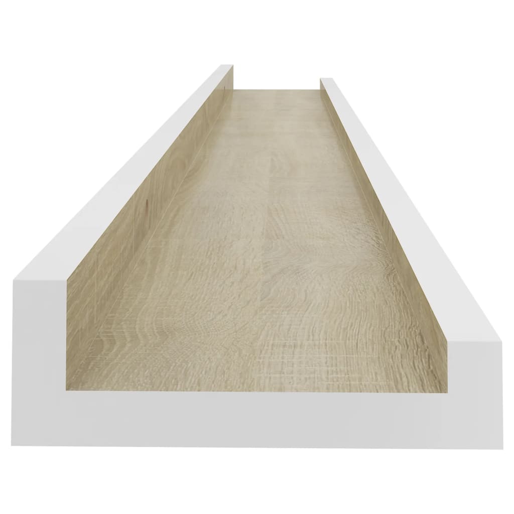 Wandschappen 2 st 80x9x3 cm wit en sonoma eikenkleurig is nu te koop bij PeponiXL, paradijselijk wonen!