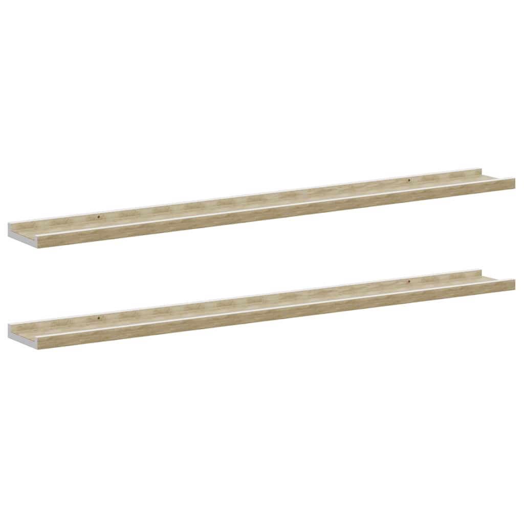 Wandschappen 2 st 100x9x3 cm wit en sonoma eikenkleurig is nu te koop bij PeponiXL, paradijselijk wonen!