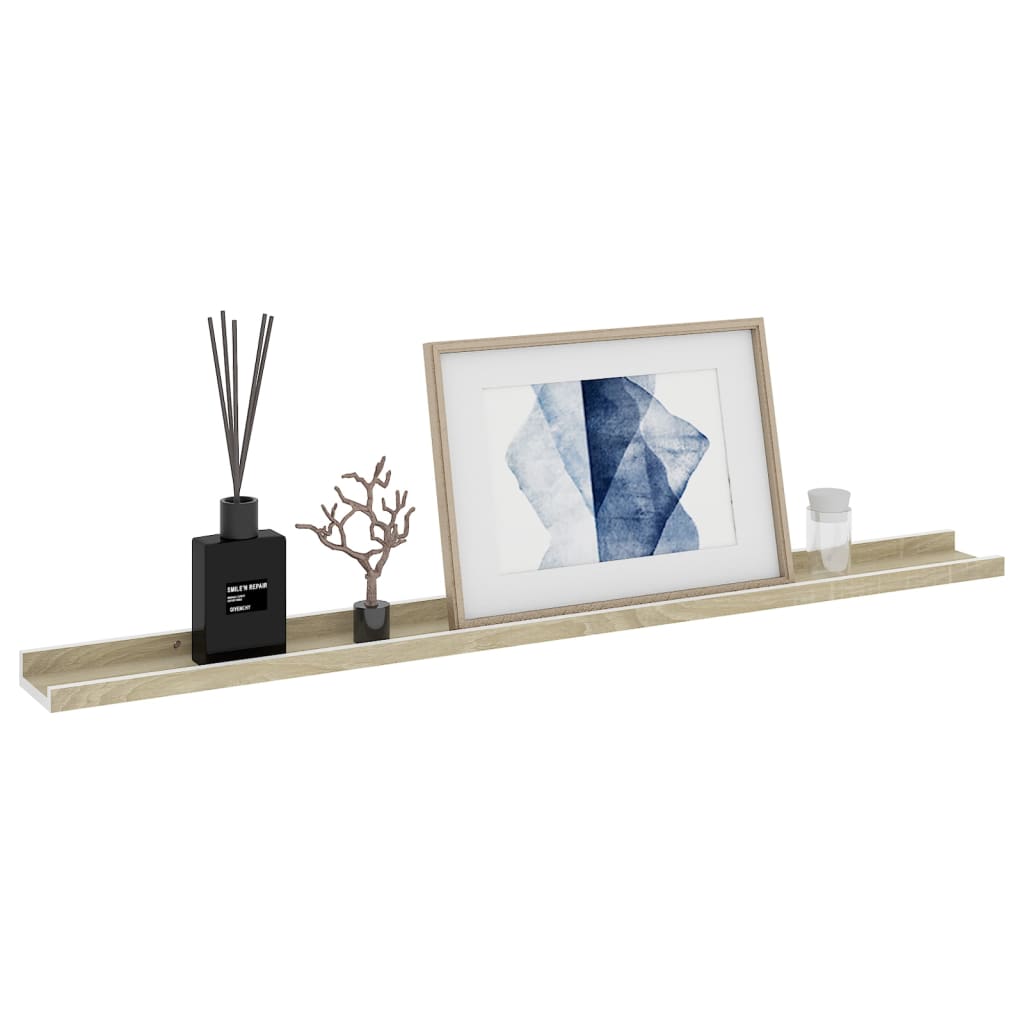 Wandschappen 2 st 100x9x3 cm wit en sonoma eikenkleurig is nu te koop bij PeponiXL, paradijselijk wonen!