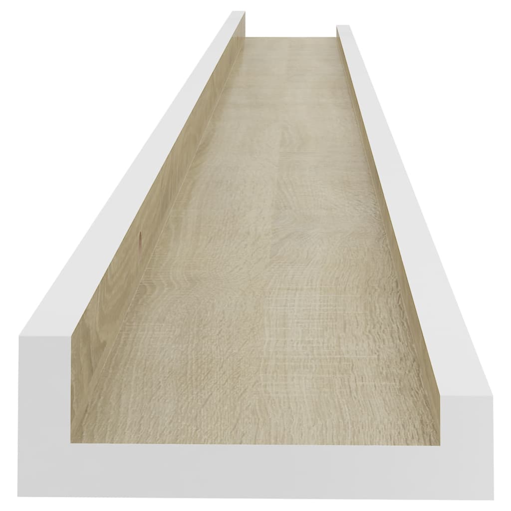 Wandschappen 2 st 100x9x3 cm wit en sonoma eikenkleurig is nu te koop bij PeponiXL, paradijselijk wonen!