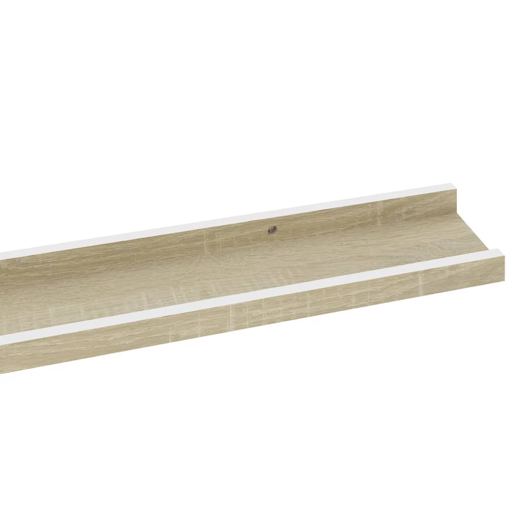 Wandschappen 2 st 100x9x3 cm wit en sonoma eikenkleurig is nu te koop bij PeponiXL, paradijselijk wonen!