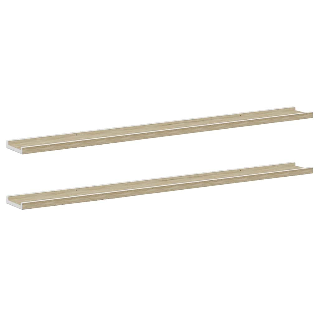 Wandschappen 2 st 115x9x3 cm wit en sonoma eikenkleurig is nu te koop bij PeponiXL, paradijselijk wonen!