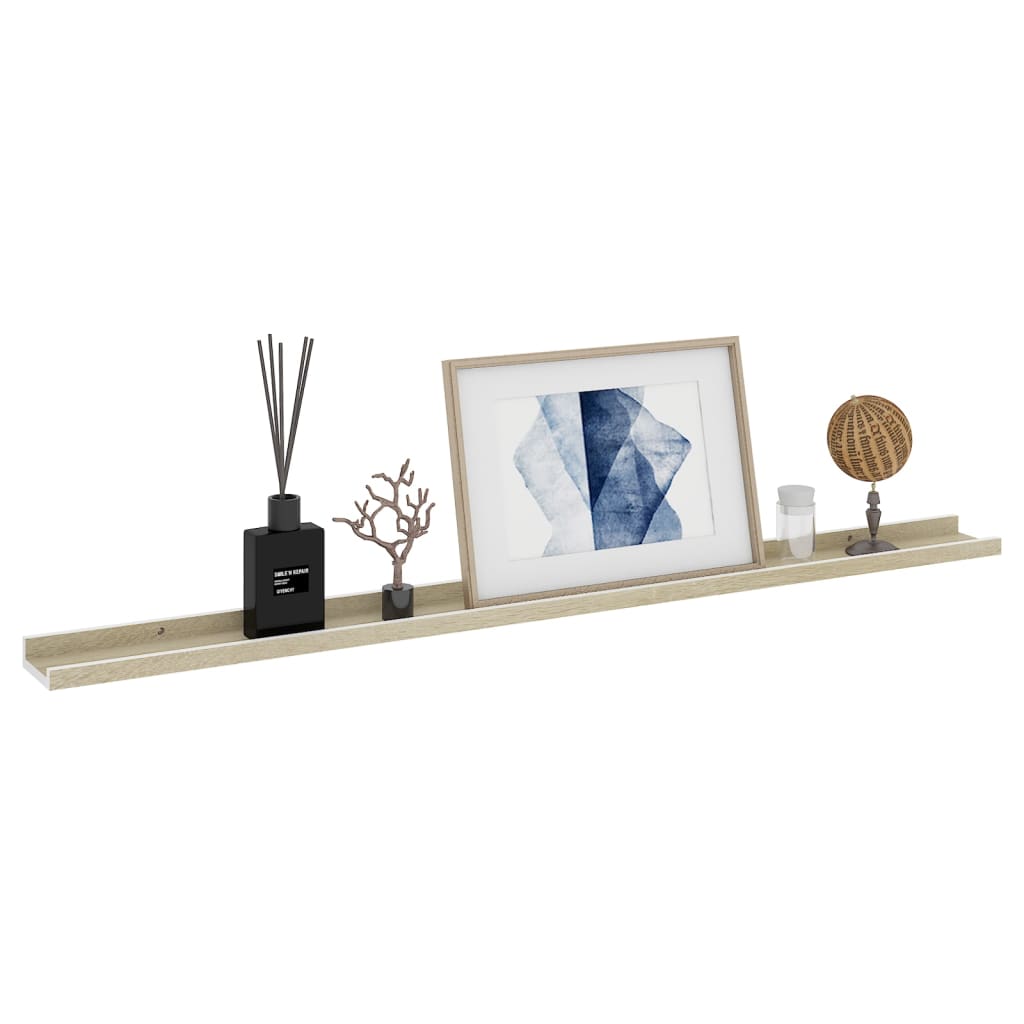 Wandschappen 2 st 115x9x3 cm wit en sonoma eikenkleurig is nu te koop bij PeponiXL, paradijselijk wonen!