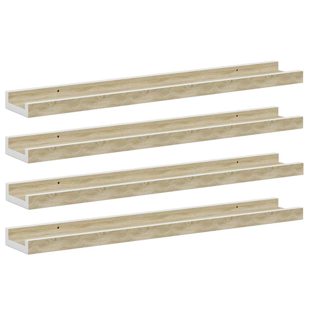 Wandschappen 4 st 60x9x3 cm wit en sonoma eikenkleurig is nu te koop bij PeponiXL, paradijselijk wonen!