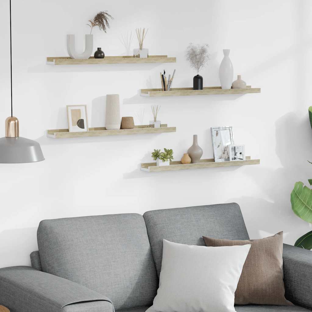 Wandschappen 4 st 60x9x3 cm wit en sonoma eikenkleurig is nu te koop bij PeponiXL, paradijselijk wonen!