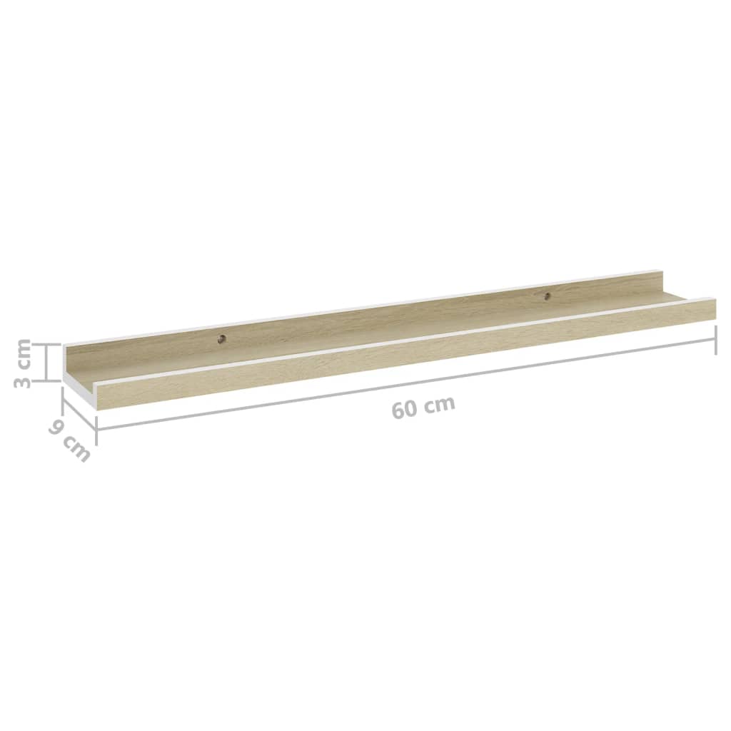 Wandschappen 4 st 60x9x3 cm wit en sonoma eikenkleurig is nu te koop bij PeponiXL, paradijselijk wonen!