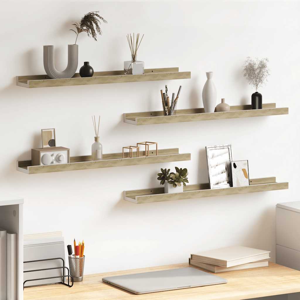Wandschappen 4 st 60x9x3 cm wit en sonoma eikenkleurig is nu te koop bij PeponiXL, paradijselijk wonen!
