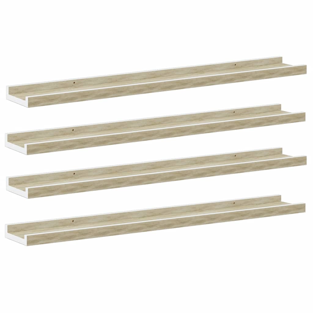 Wandschappen 4 st 80x9x3 cm wit en sonoma eikenkleurig is nu te koop bij PeponiXL, paradijselijk wonen!