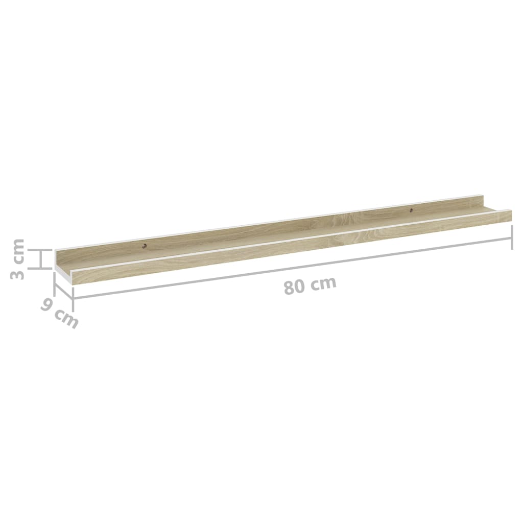 Wandschappen 4 st 80x9x3 cm wit en sonoma eikenkleurig is nu te koop bij PeponiXL, paradijselijk wonen!