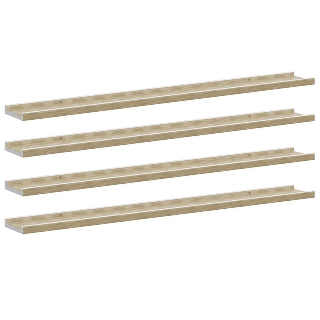 Wandschappen 4 st 100x9x3 cm wit en sonoma eikenkleurig is nu te koop bij PeponiXL, paradijselijk wonen!