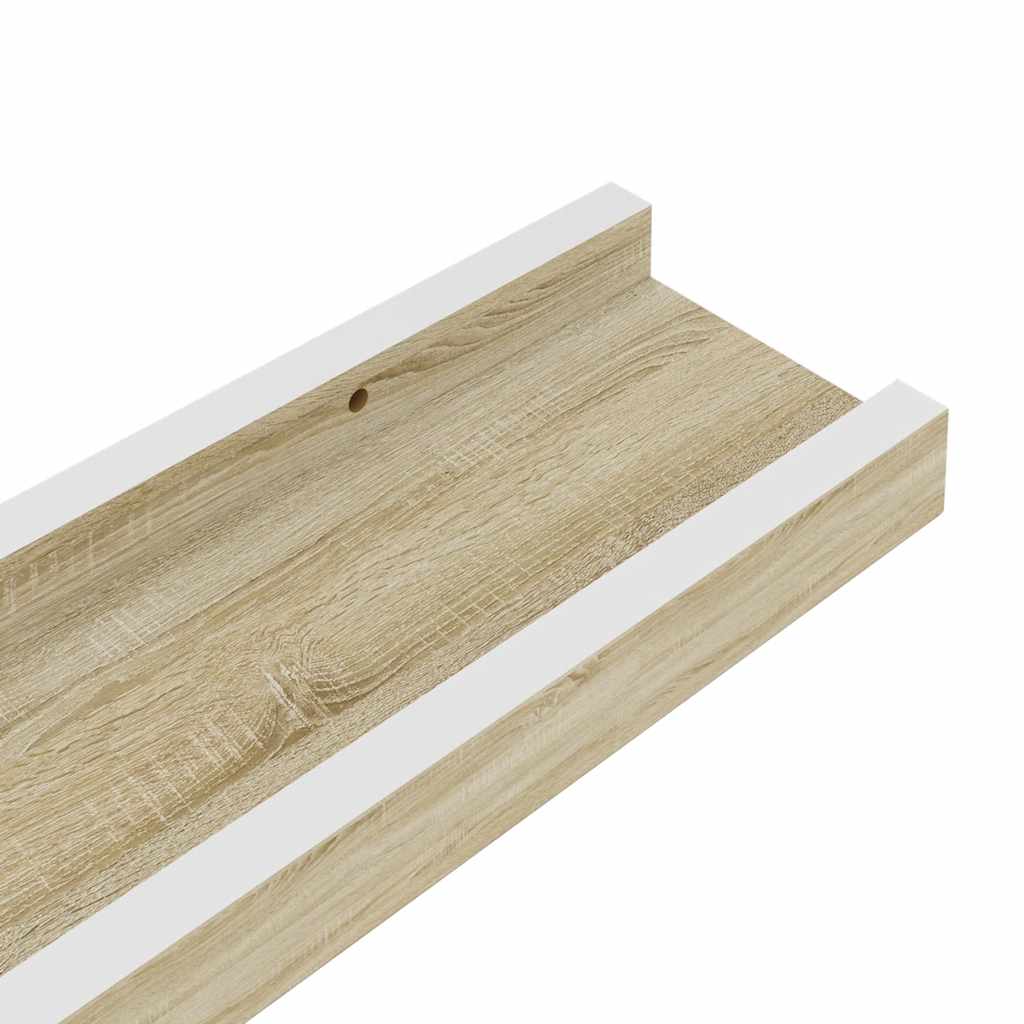 Wandschappen 4 st 100x9x3 cm wit en sonoma eikenkleurig is nu te koop bij PeponiXL, paradijselijk wonen!