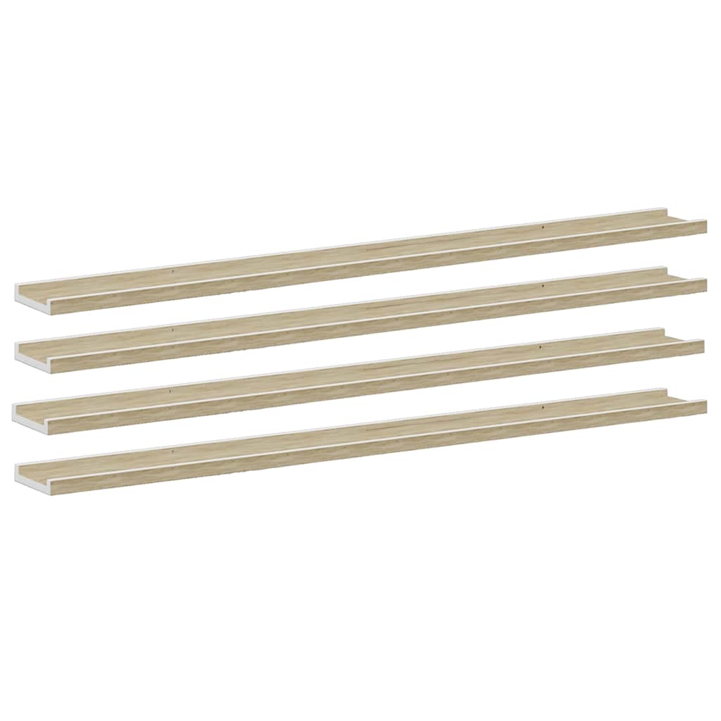Wandschappen 4 st 115x9x3 cm wit en sonoma eikenkleurig is nu te koop bij PeponiXL, paradijselijk wonen!
