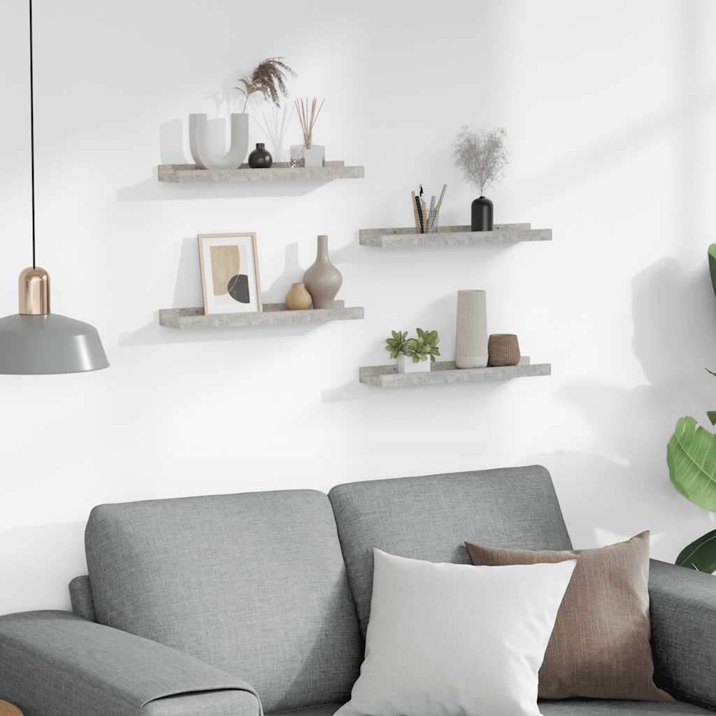 Wandschappen 4 st 40x9x3 cm betongrijs is nu te koop bij PeponiXL, paradijselijk wonen!