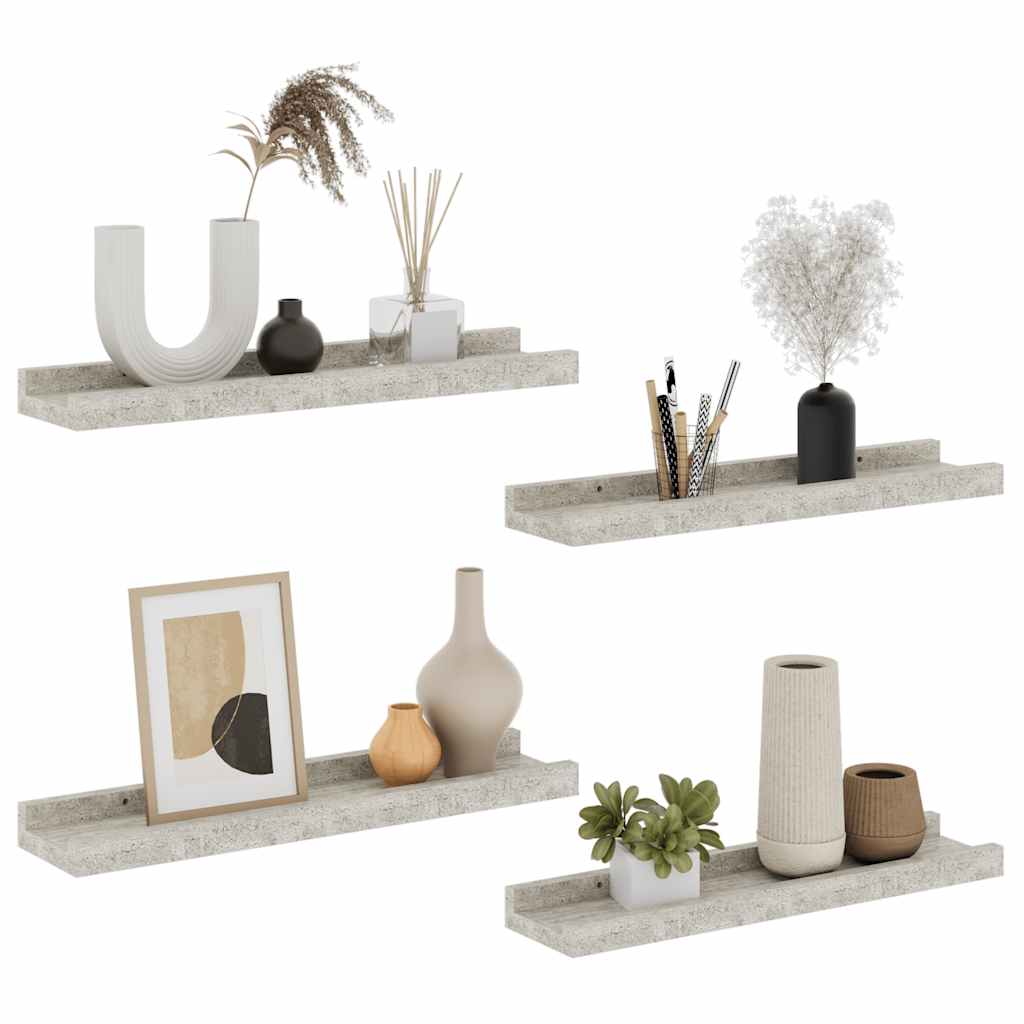 Wandschappen 4 st 40x9x3 cm betongrijs is nu te koop bij PeponiXL, paradijselijk wonen!
