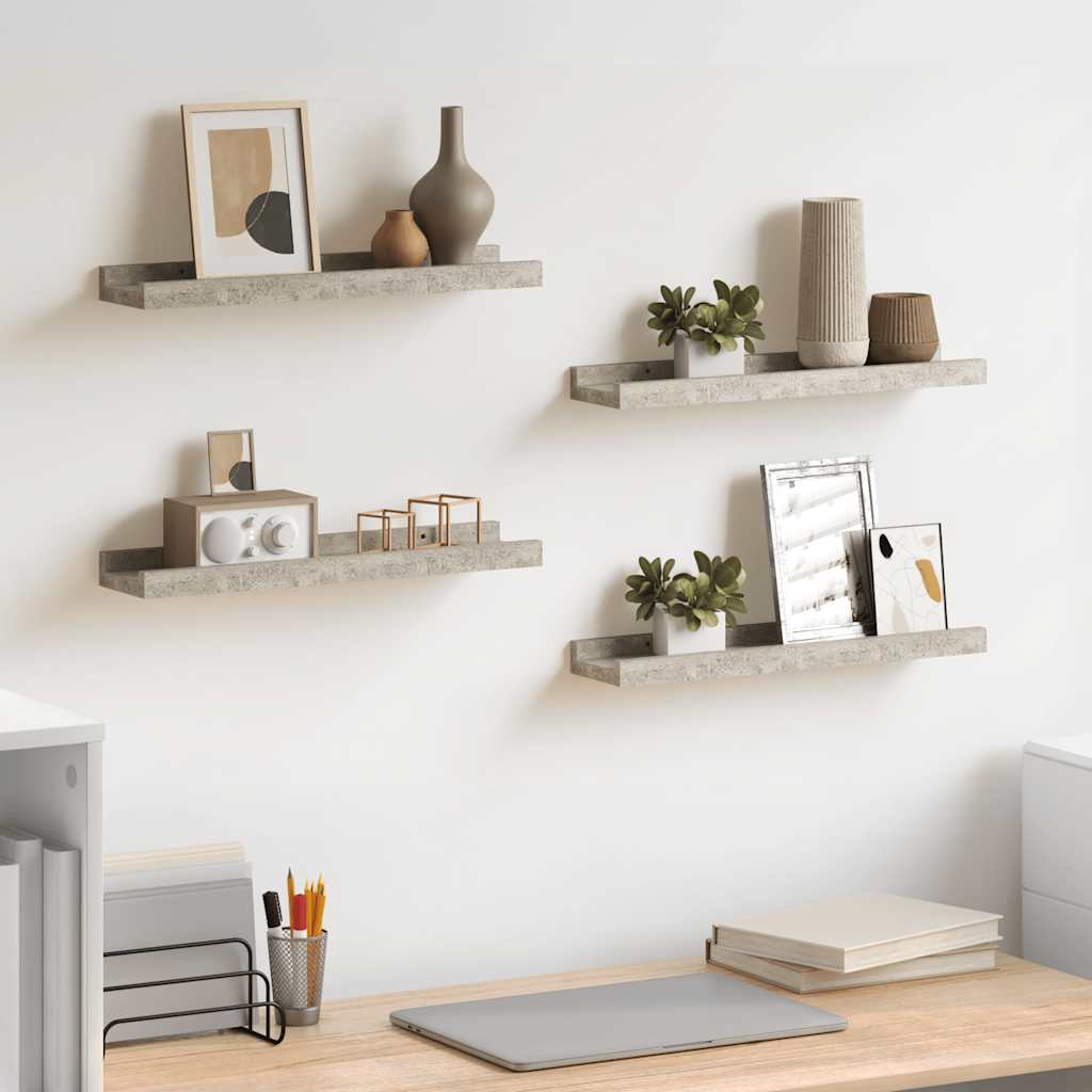 Wandschappen 4 st 40x9x3 cm betongrijs is nu te koop bij PeponiXL, paradijselijk wonen!