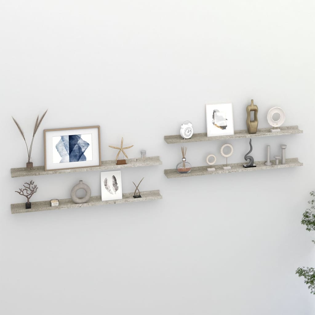 Wandschappen 4 st 100x9x3 cm betongrijs is nu te koop bij PeponiXL, paradijselijk wonen!