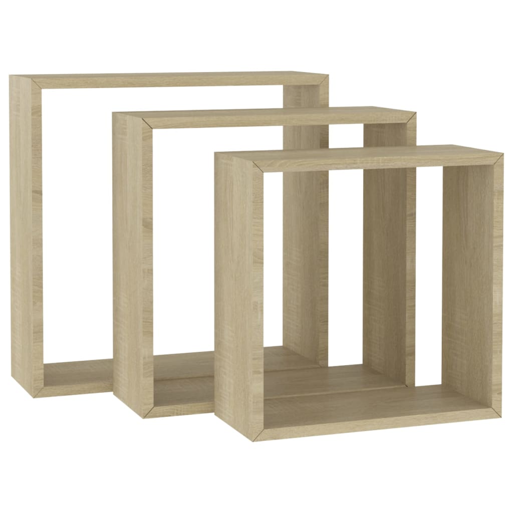 Wandschappen kubus 3 st sonoma eikenkleurig is nu te koop bij PeponiXL, paradijselijk wonen!