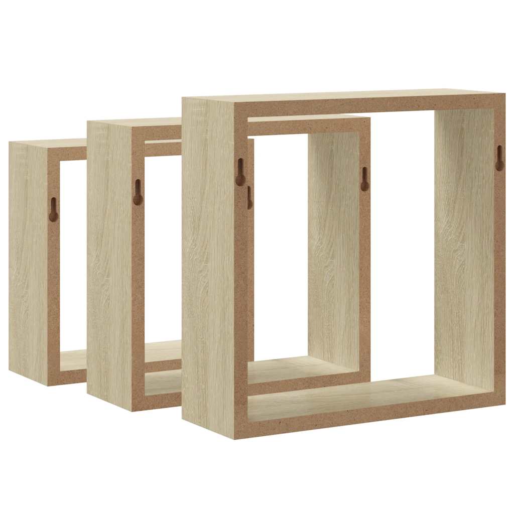 Wandschappen kubus 3 st sonoma eikenkleurig is nu te koop bij PeponiXL, paradijselijk wonen!