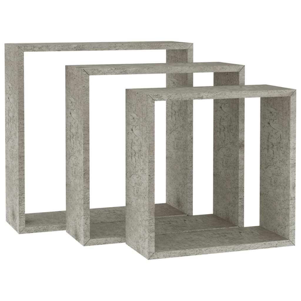 Wandschappen kubus 3 st betongrijs is nu te koop bij PeponiXL, paradijselijk wonen!