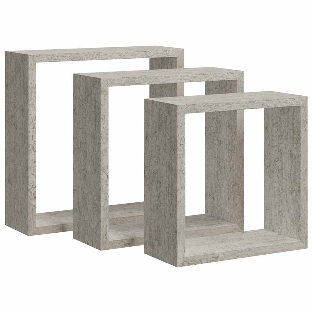Wandschappen kubus 3 st betongrijs is nu te koop bij PeponiXL, paradijselijk wonen!