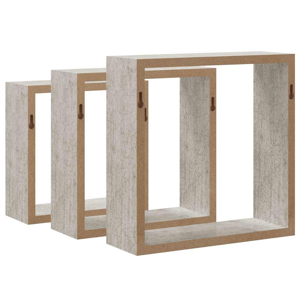 Wandschappen kubus 3 st betongrijs is nu te koop bij PeponiXL, paradijselijk wonen!