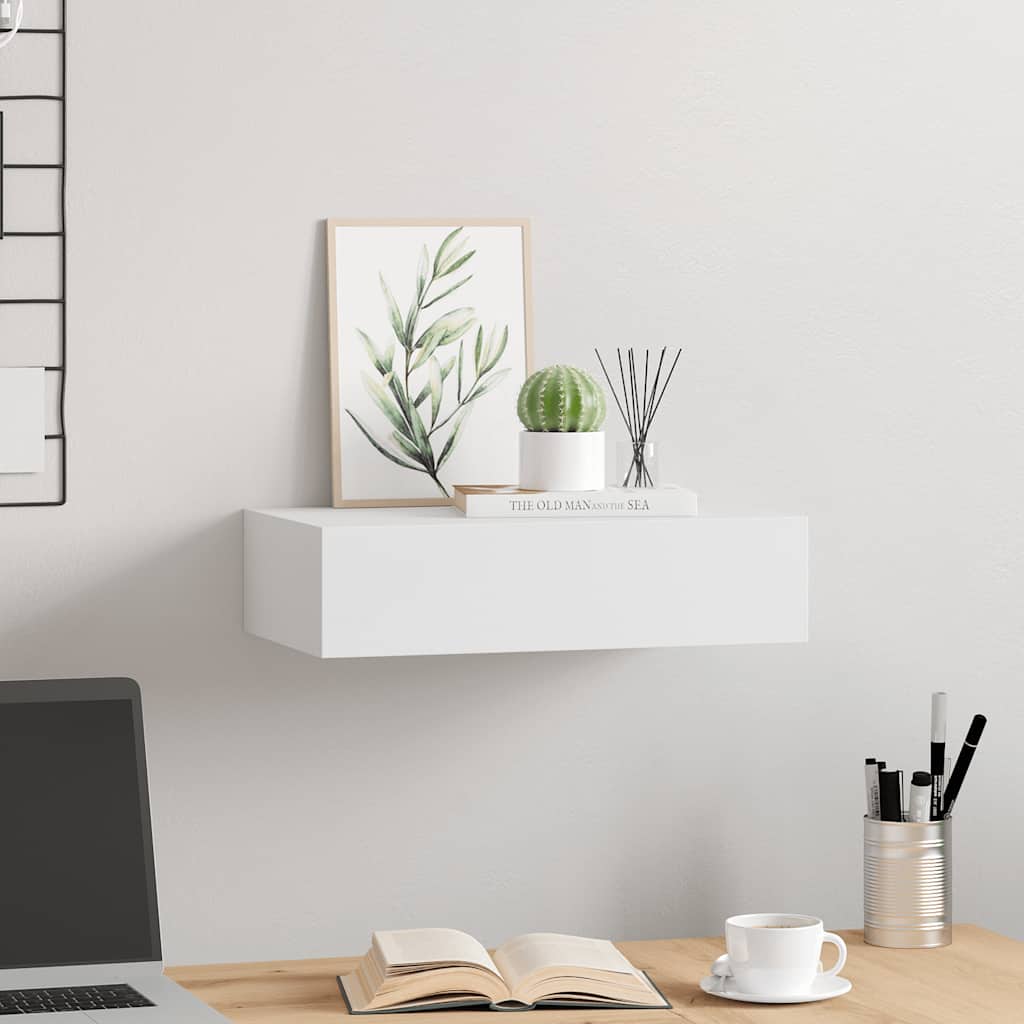 Wandschap met lade 40x23,5x10 cm MDF wit is nu te koop bij PeponiXL, paradijselijk wonen!