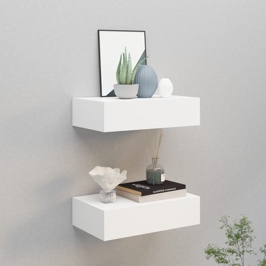 Wandschappen 2 st met lade 40x23,5x10 cm MDF wit is nu te koop bij PeponiXL, paradijselijk wonen!