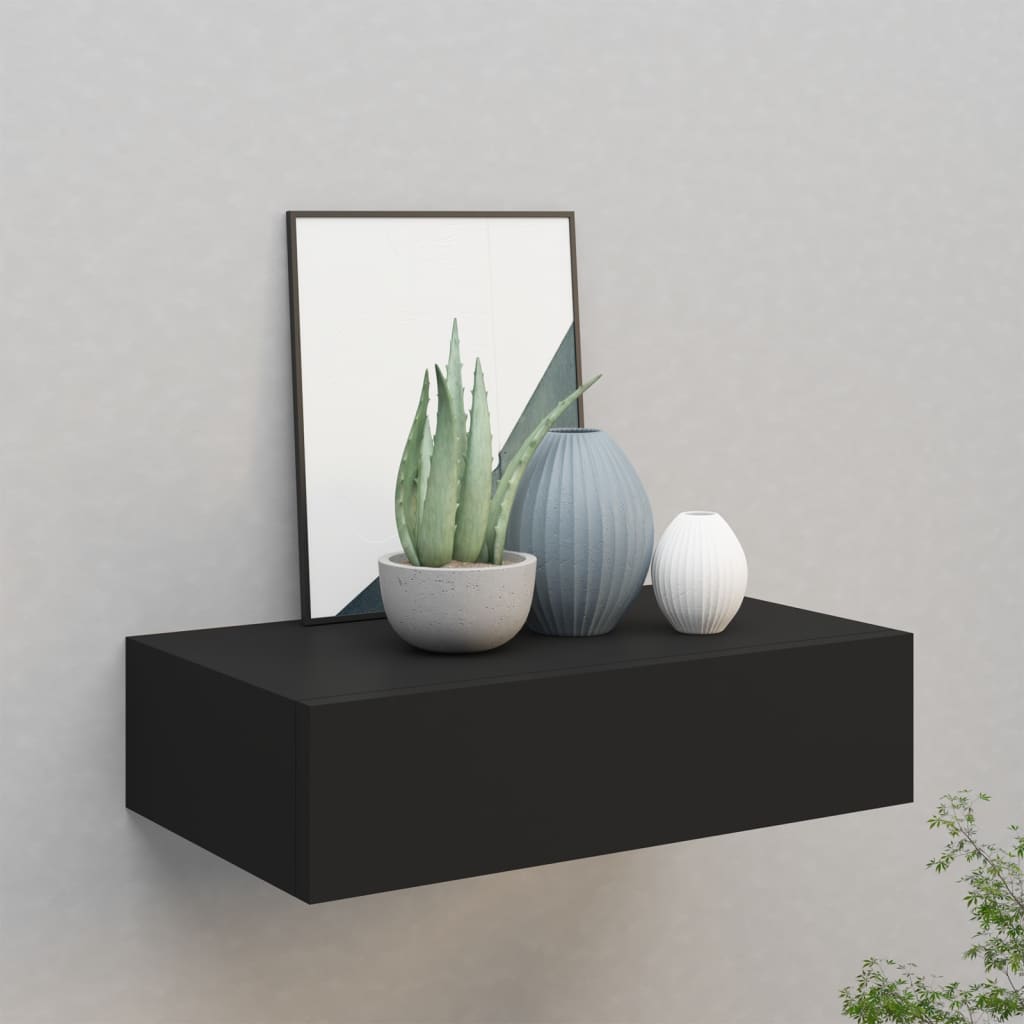 Wandschap met lade 40x23,5x10 cm MDF zwart is nu te koop bij PeponiXL, paradijselijk wonen!