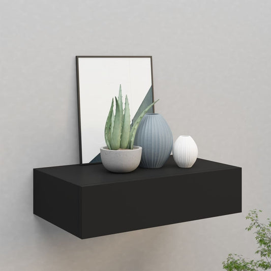 Wandschap met lade 40x23,5x10 cm MDF zwart is nu te koop bij PeponiXL, paradijselijk wonen!