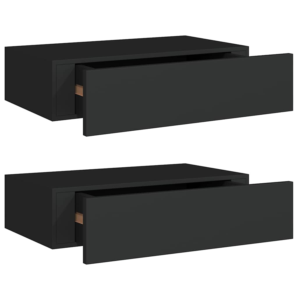 Wandschappen 2 st met lade 40x23,5x10 cm MDF zwart is nu te koop bij PeponiXL, paradijselijk wonen!