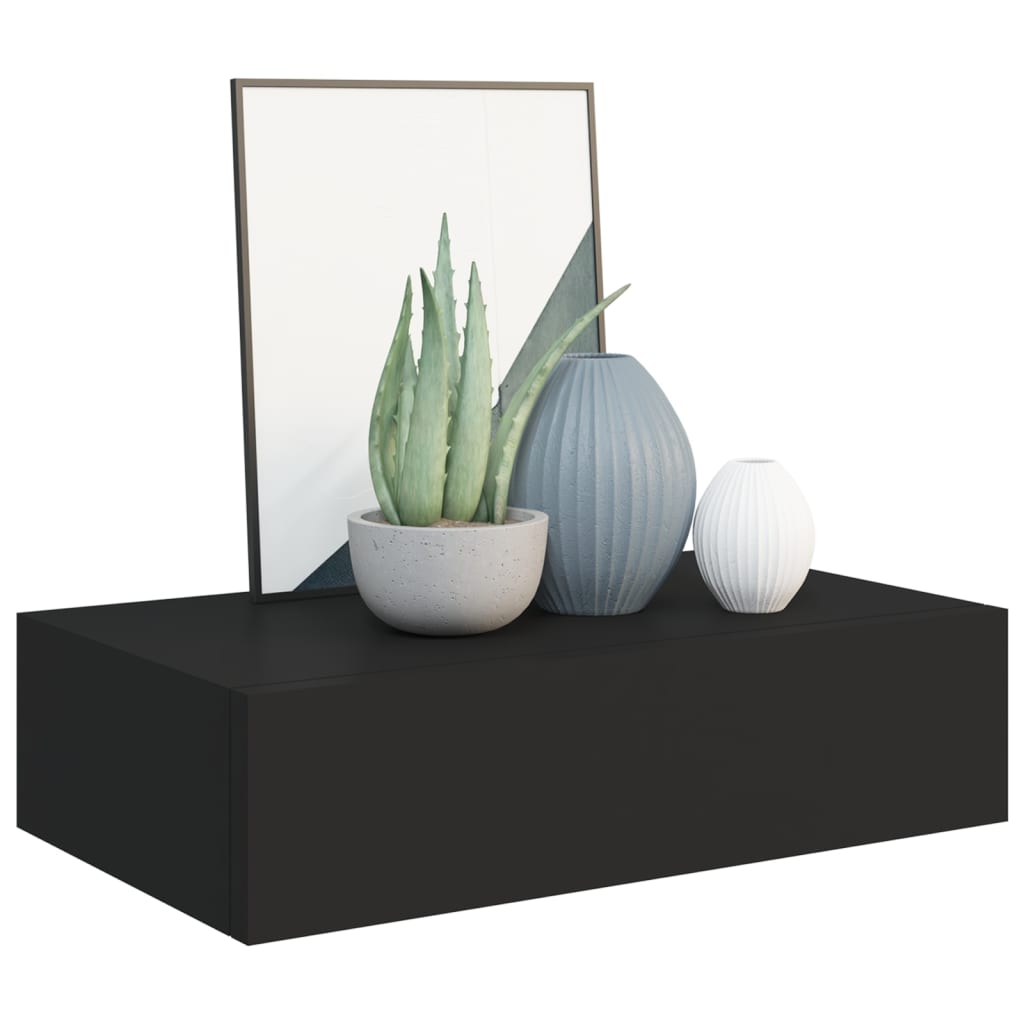 Wandschappen 2 st met lade 40x23,5x10 cm MDF zwart is nu te koop bij PeponiXL, paradijselijk wonen!