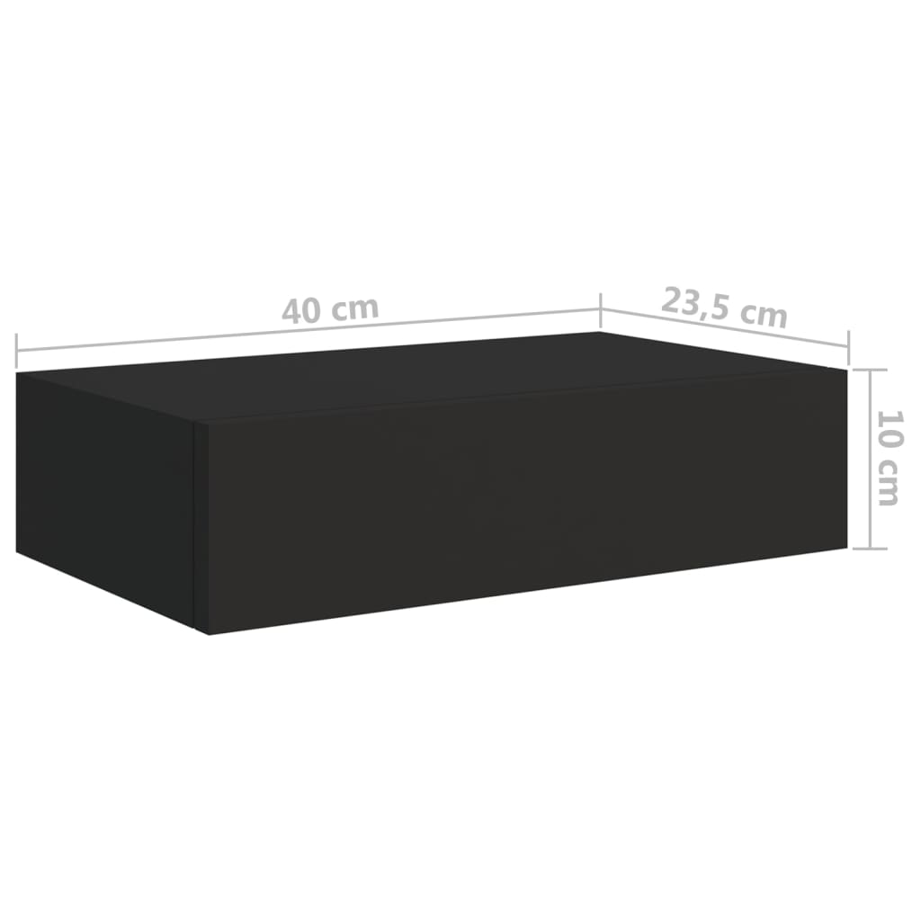 Wandschappen 2 st met lade 40x23,5x10 cm MDF zwart is nu te koop bij PeponiXL, paradijselijk wonen!