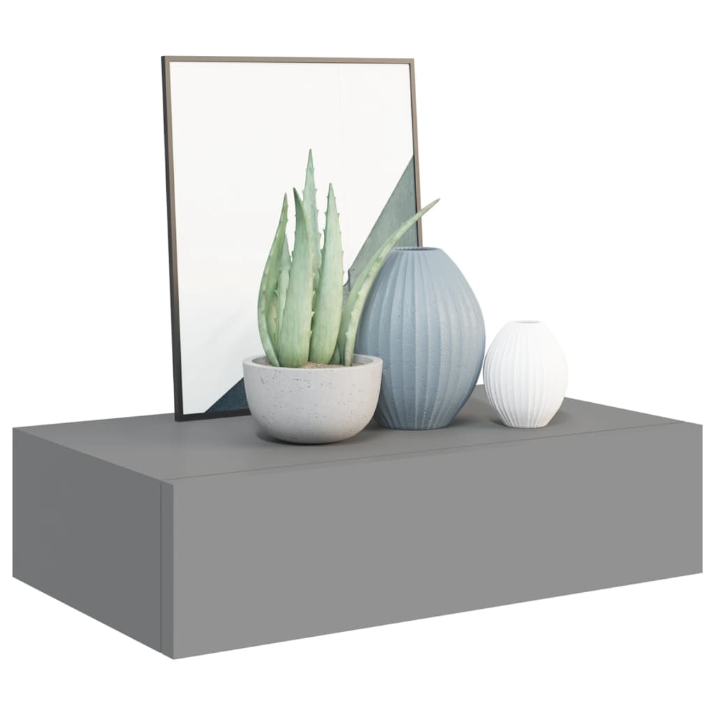 Wandschap met lade 40x23,5x10 cm MDF grijs is nu te koop bij PeponiXL, paradijselijk wonen!