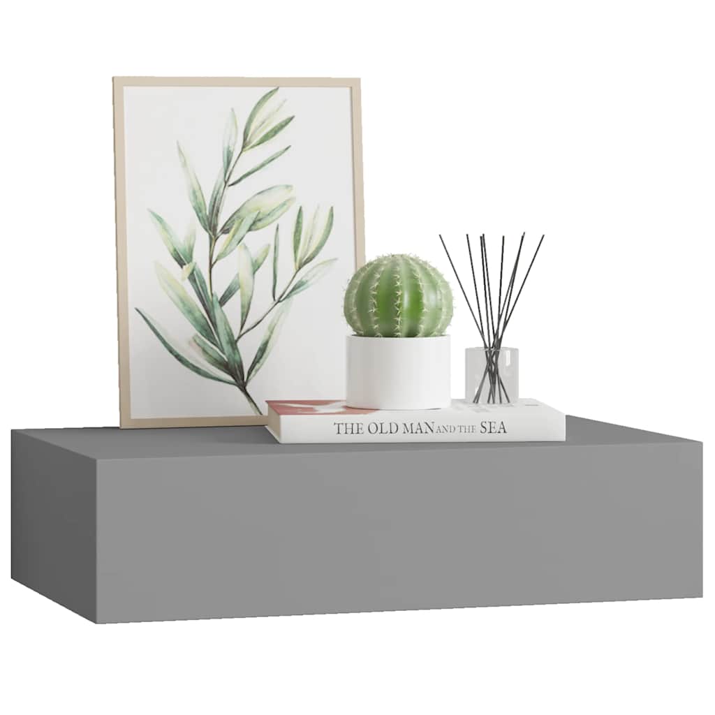 Wandschap met lade 40x23,5x10 cm MDF grijs is nu te koop bij PeponiXL, paradijselijk wonen!