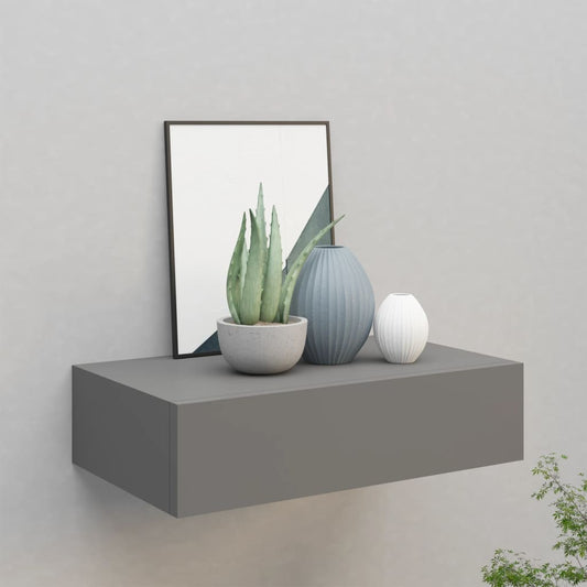 Wandschap met lade 40x23,5x10 cm MDF grijs is nu te koop bij PeponiXL, paradijselijk wonen!