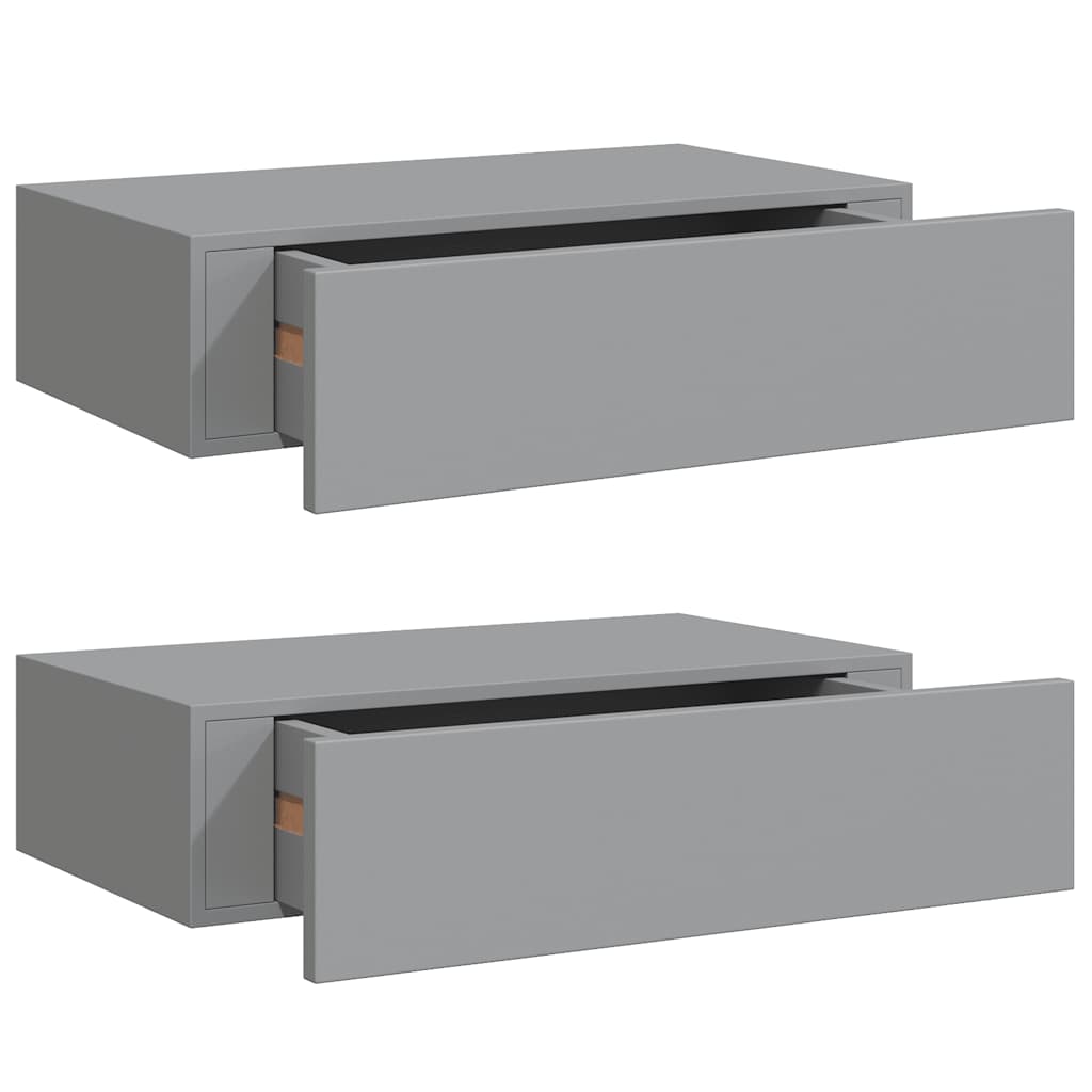 Wandschappen 2 st met lade 40x23,5x10 cm MDF grijs is nu te koop bij PeponiXL, paradijselijk wonen!